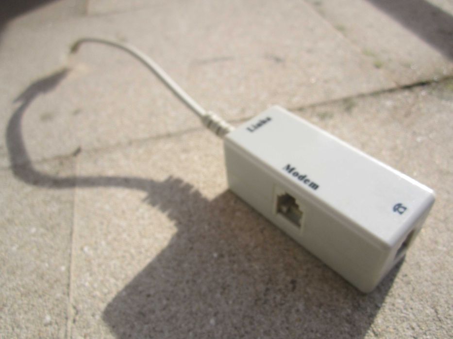 Adaptador Duplo Octal Branco RJ45 p/ adaptador de linha de tomada RJ11