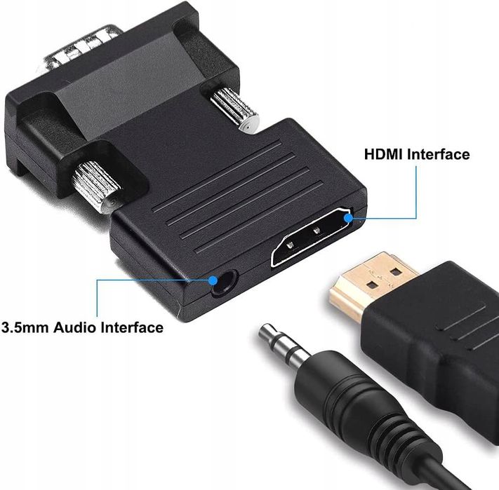 Adapter Vga Męski Na Żeński Hdmi 1080P Adap.Wideo Do Komputera Laptopa