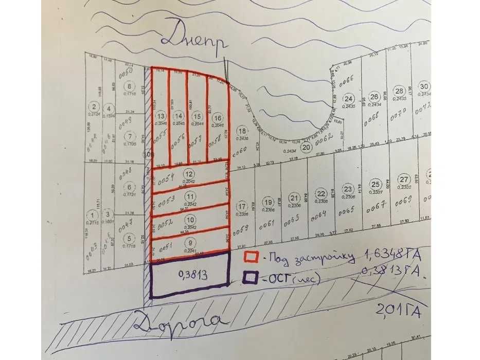 Земельна ділянка під будівництво з виходом до Дніпра