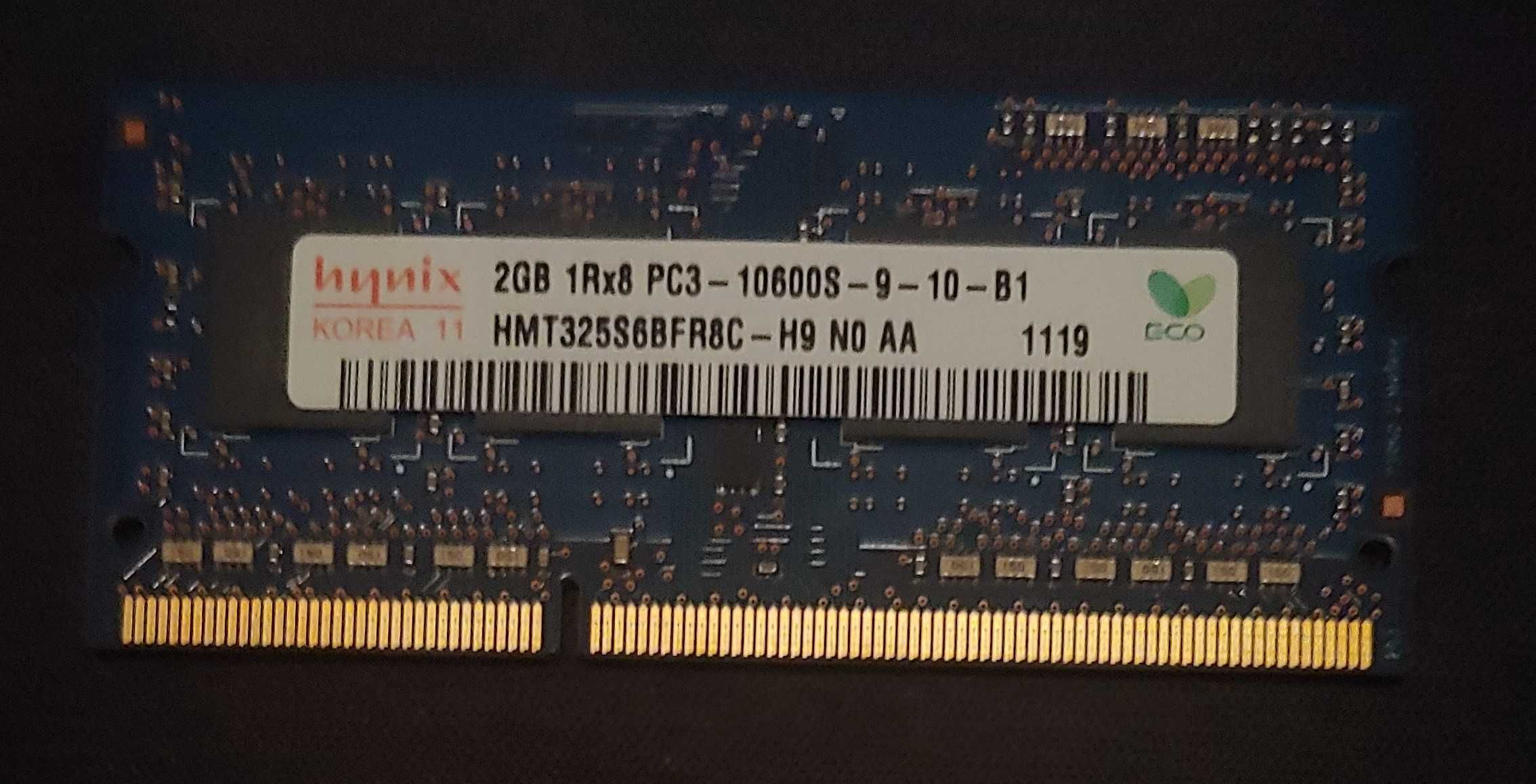 2GB+1GB (3GB razem) DDR3 1333MHz SO-DIMM // Pamięć do laptopa