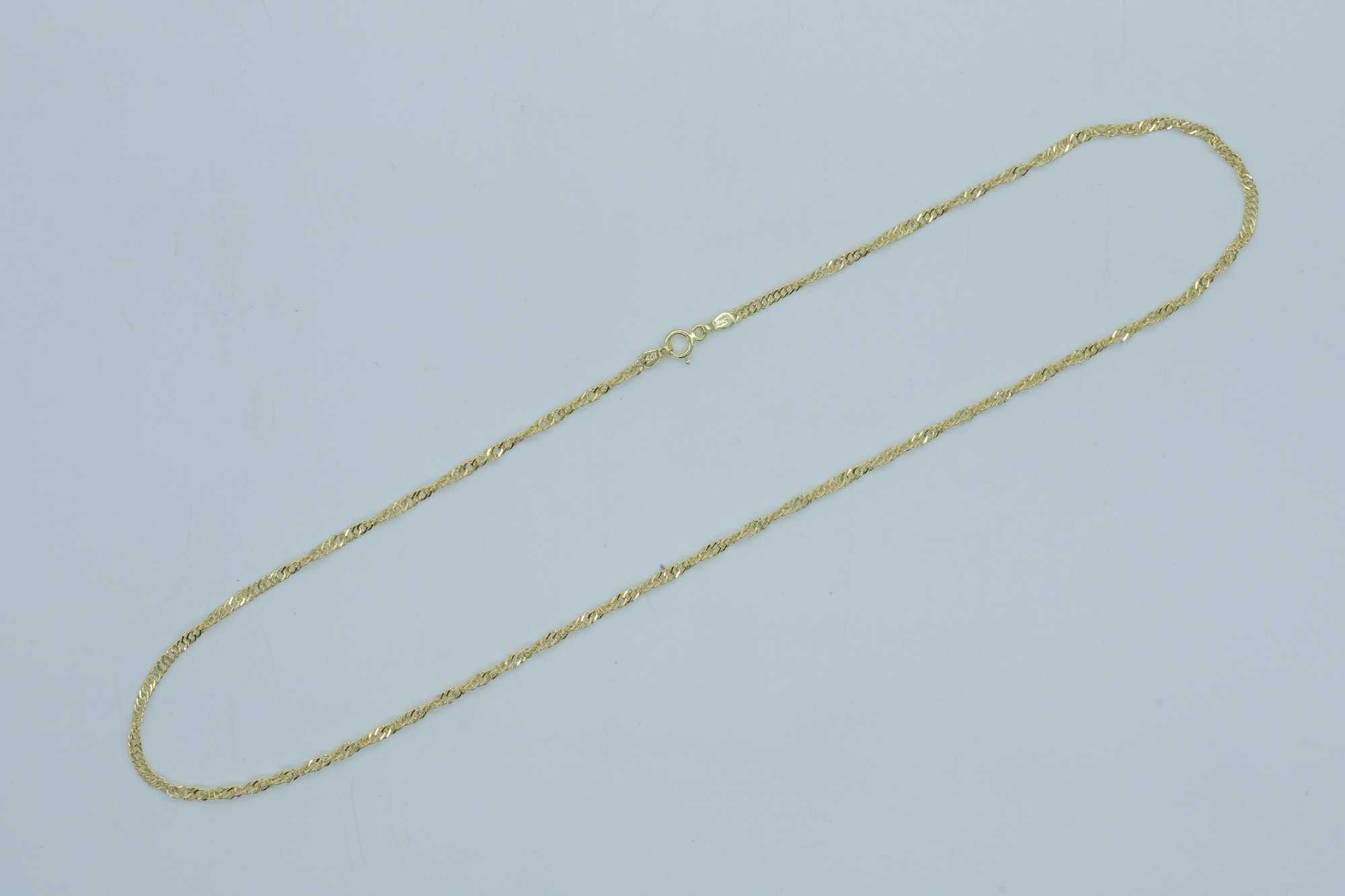 Złoty łańcuszek 585 14K 1,87gram 45cm Singapur Nowy Piękny