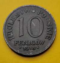 Moneta 10 fenigów 1918 Królestwo Polskie