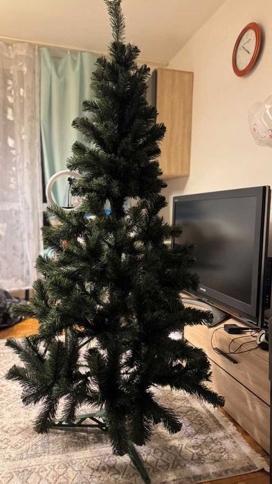 NOWY Choinka Sztuczna Jodła Zielona Gęsta 180/220cm + Stojak Gratis