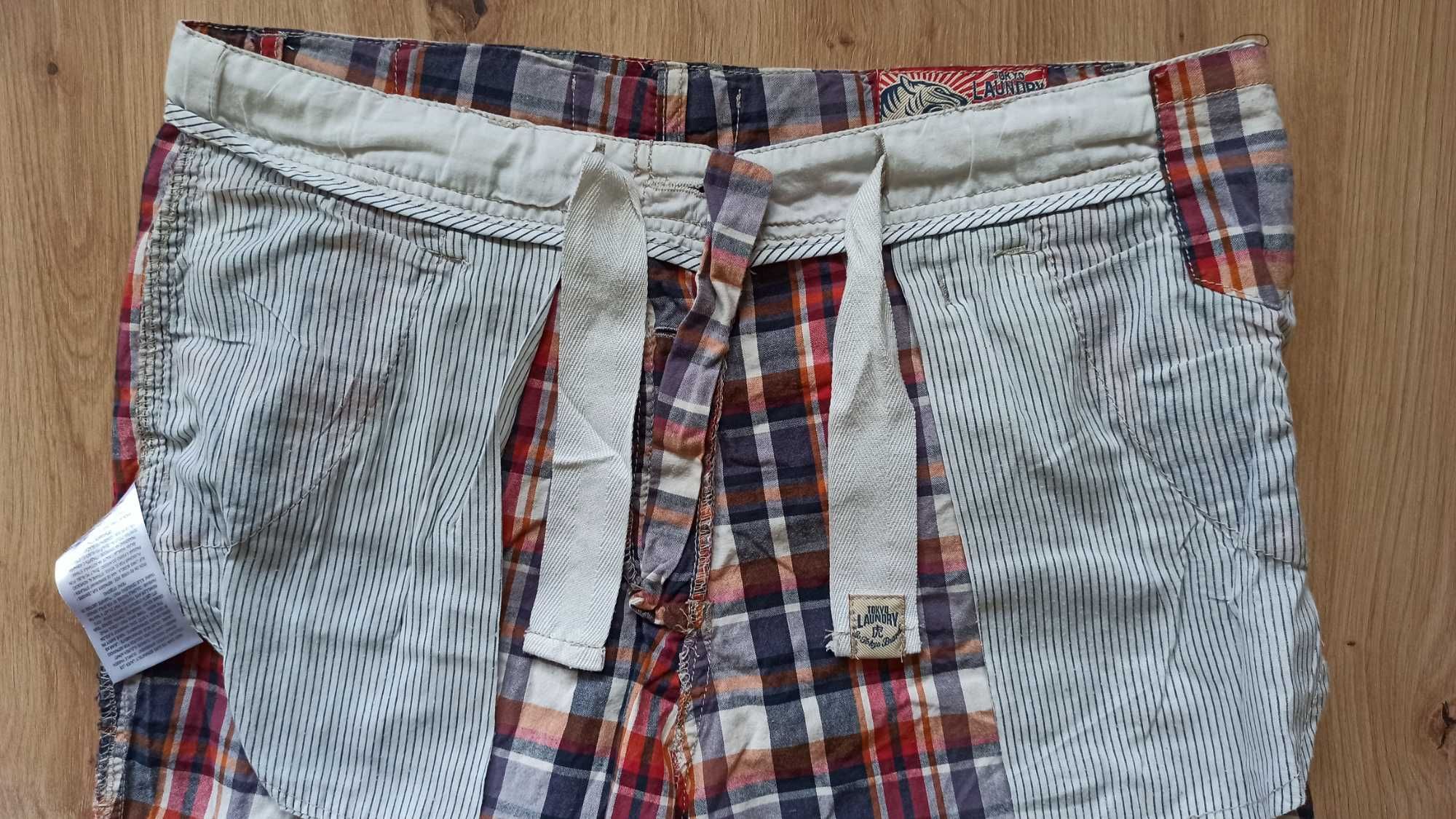 Tokyo Laundry shorts męskie krótkie spodenki szorty w kratkę krata L