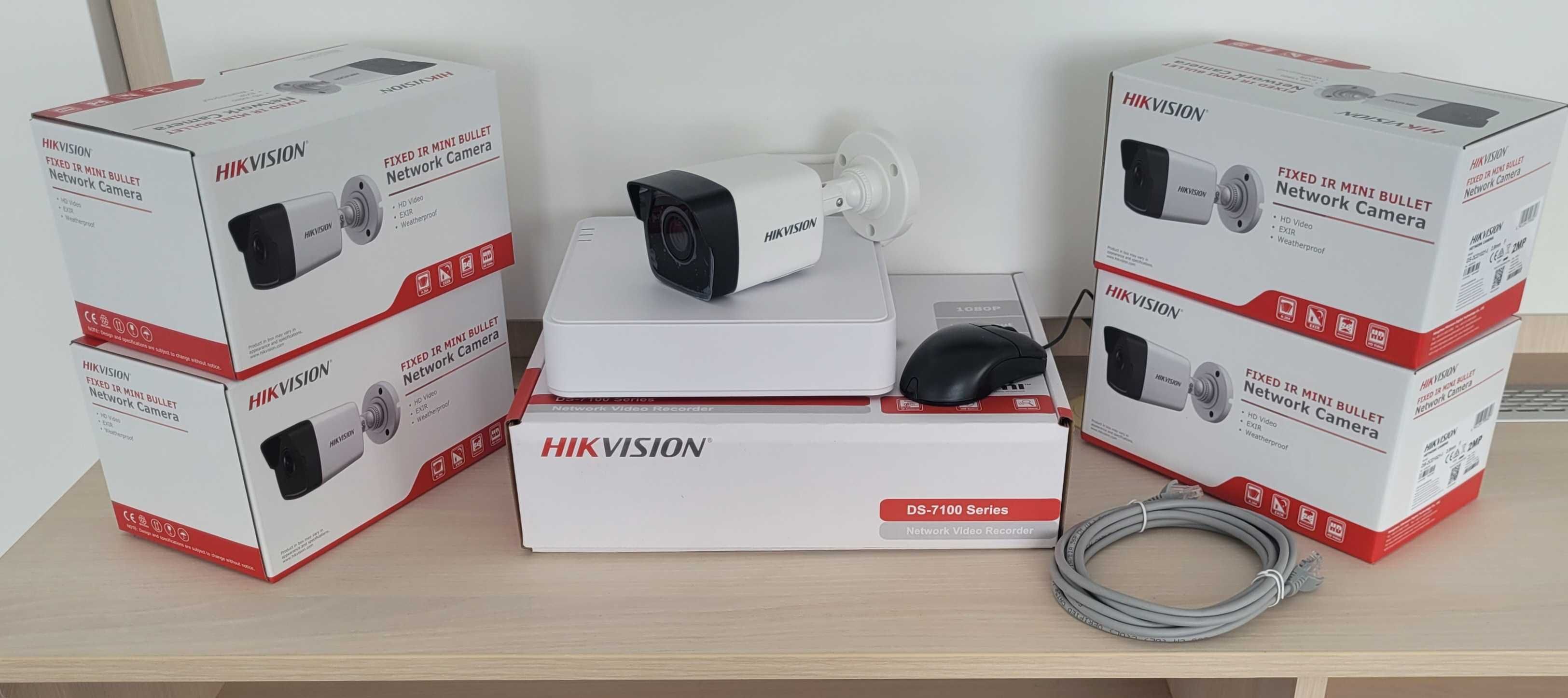 Уличный комплект IP  видеонаблюдения Hikvision на 4 PoE камеры