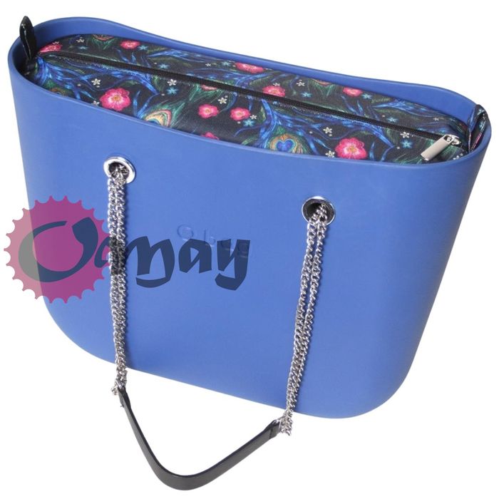 organizer OBAG STANDARD czarny kwiaty i pawie pióra 2 kieszenie OMAY