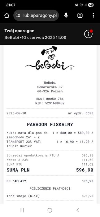 Mata samochodowa BeBobi kuku+ ze sztywna podłogą