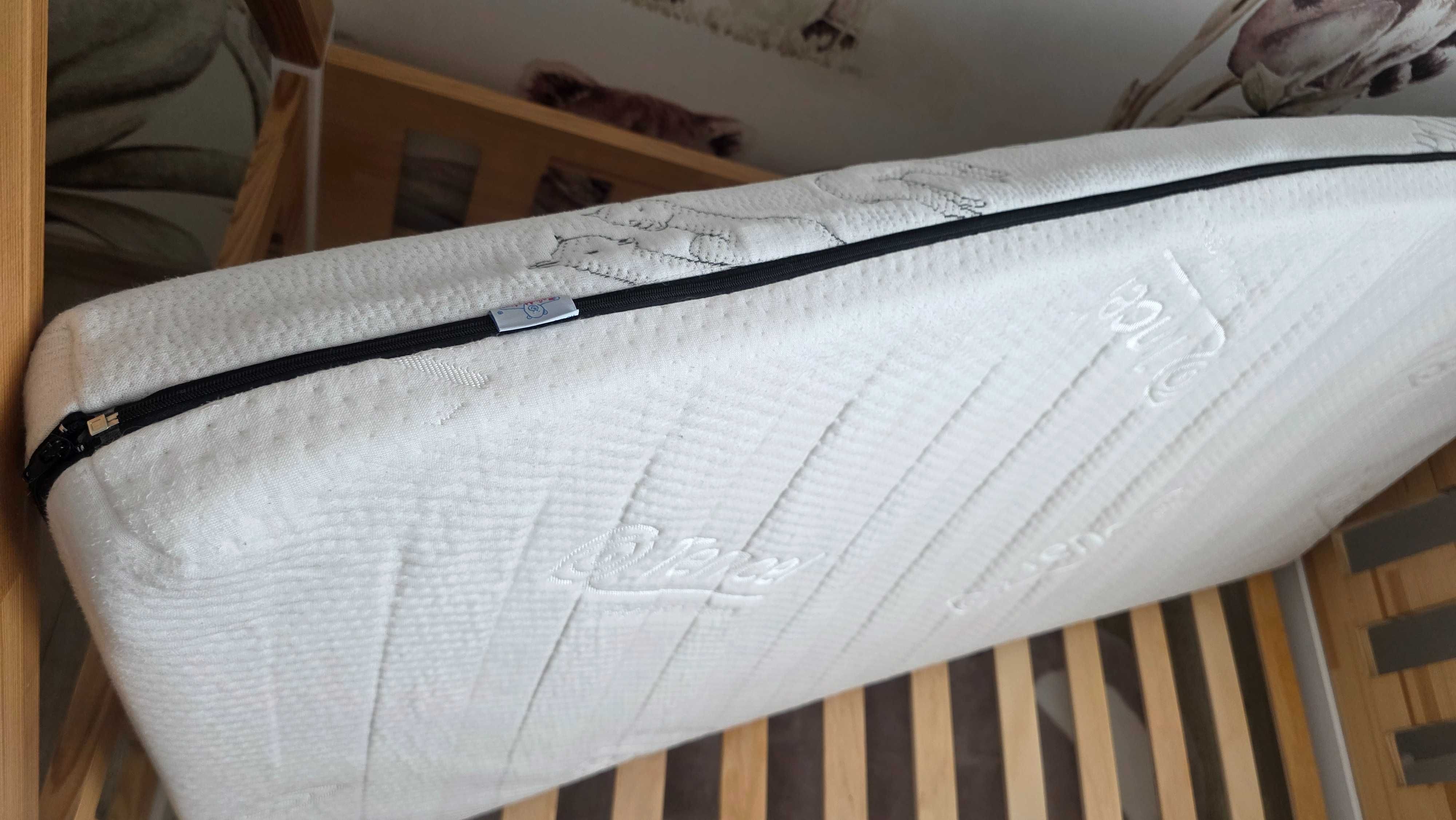 Łóżko drewniane 150x80 TIPI z barierką + Materac Antyalergiczny OKAZJA