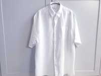 Biała lniana koszula męska 100% len M&S St Michael L XL