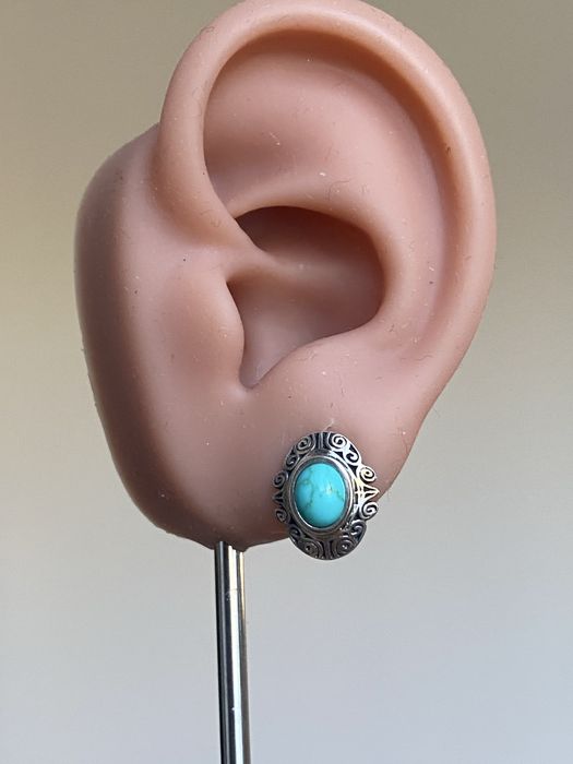 Серебряные серьги  875 пробы (Украина) с бирюзой.