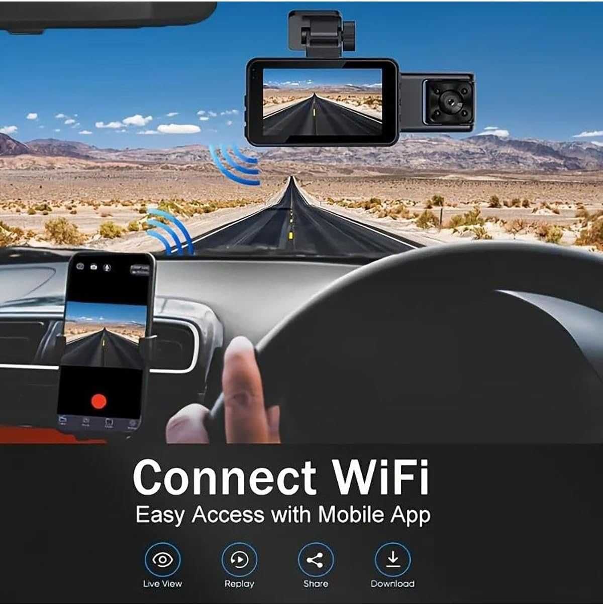 Kamera samochodowa 3 kamery WiFi Samochodowy rejestrator