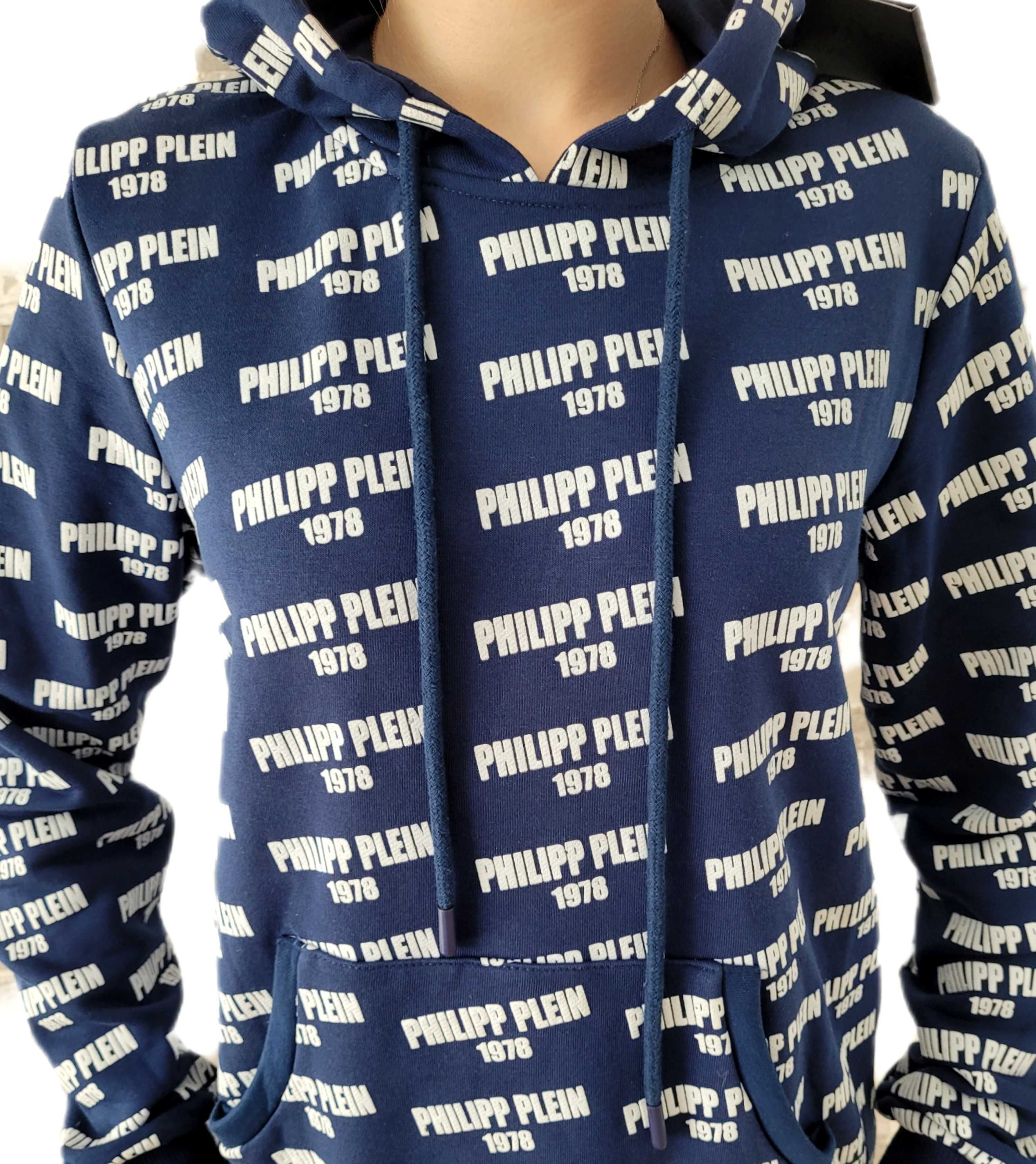 Bluza damska Philipp Plein Kaptur granatowa Nadruk