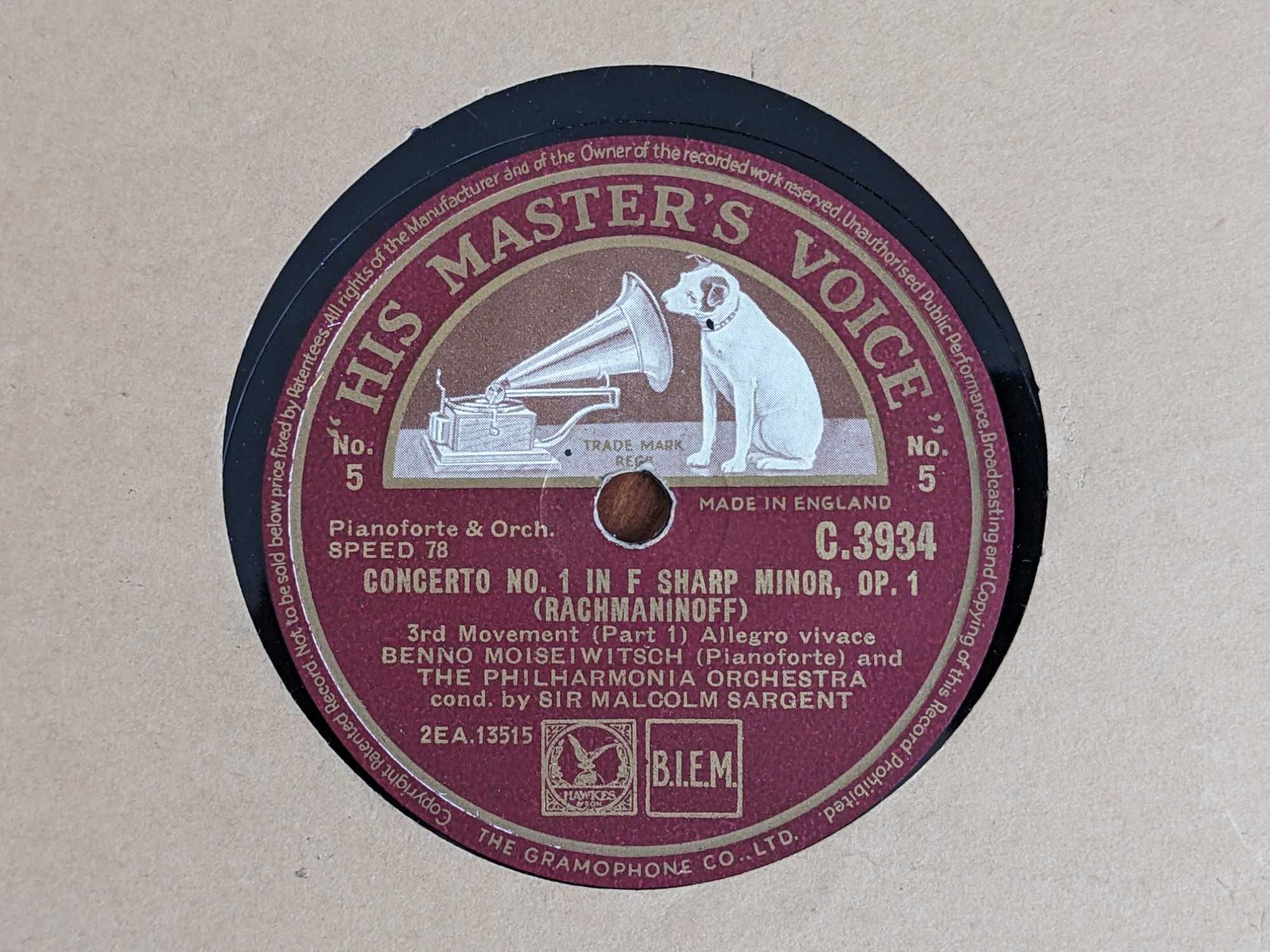 Патефонные граммофонные пластинки His master's voice 78 об шеллак