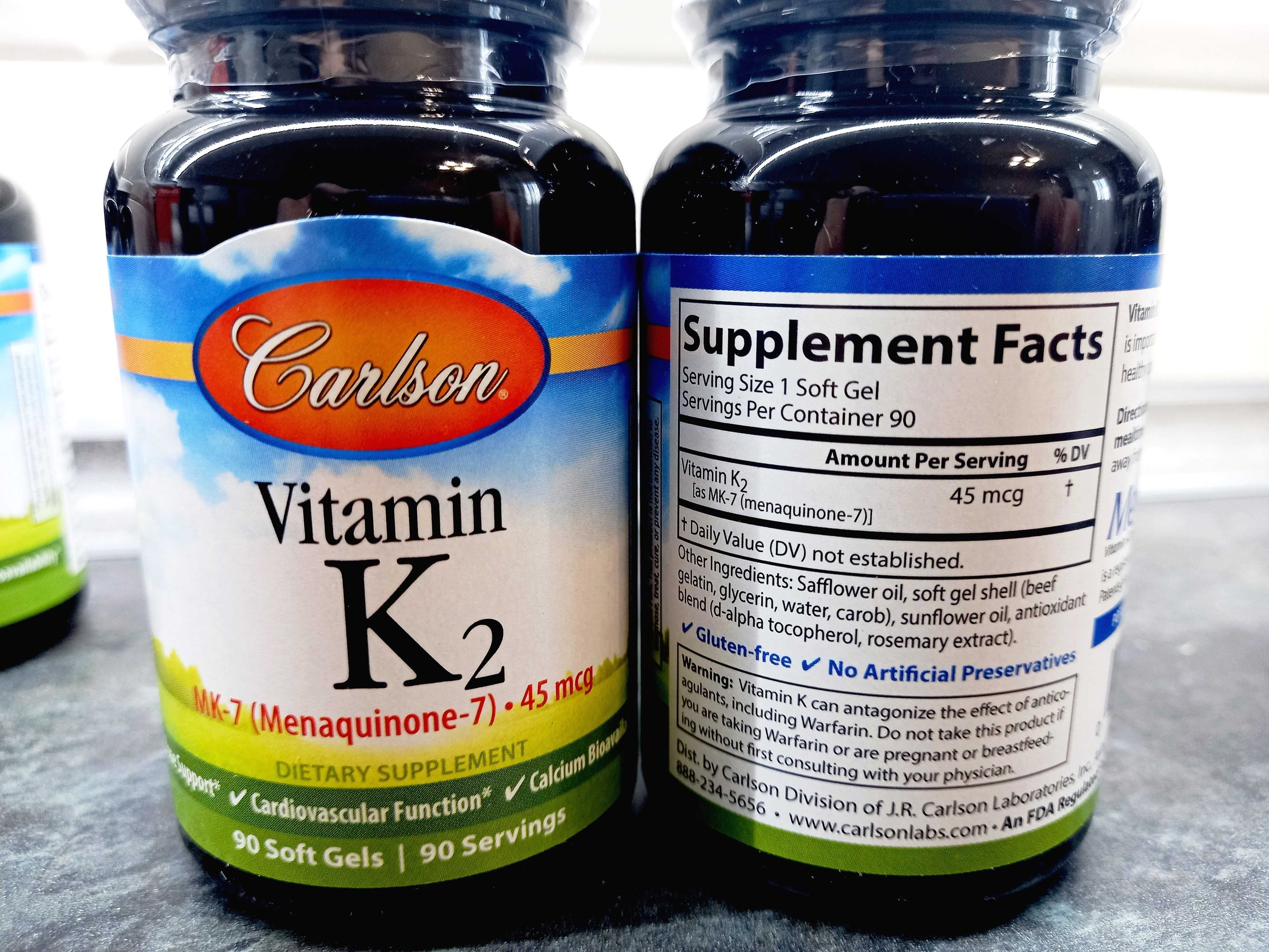 Carlson Labs, Vitamin К2 (МК-7) 45 мкг (90 капс.), витамин К-2 МК-7