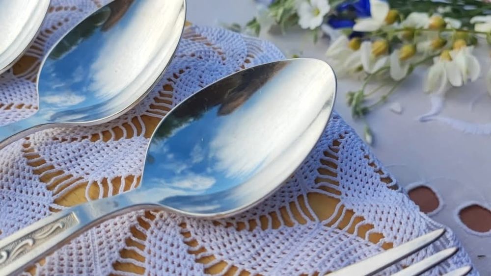 Zestaw sztućców posrebrzane łyżki+ widelce z czasów ZSRR,Baku 1970-80