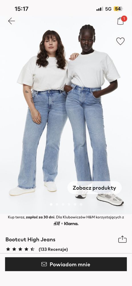 Nowe z metkami H&M jeansy bootcut dzwony 36 S