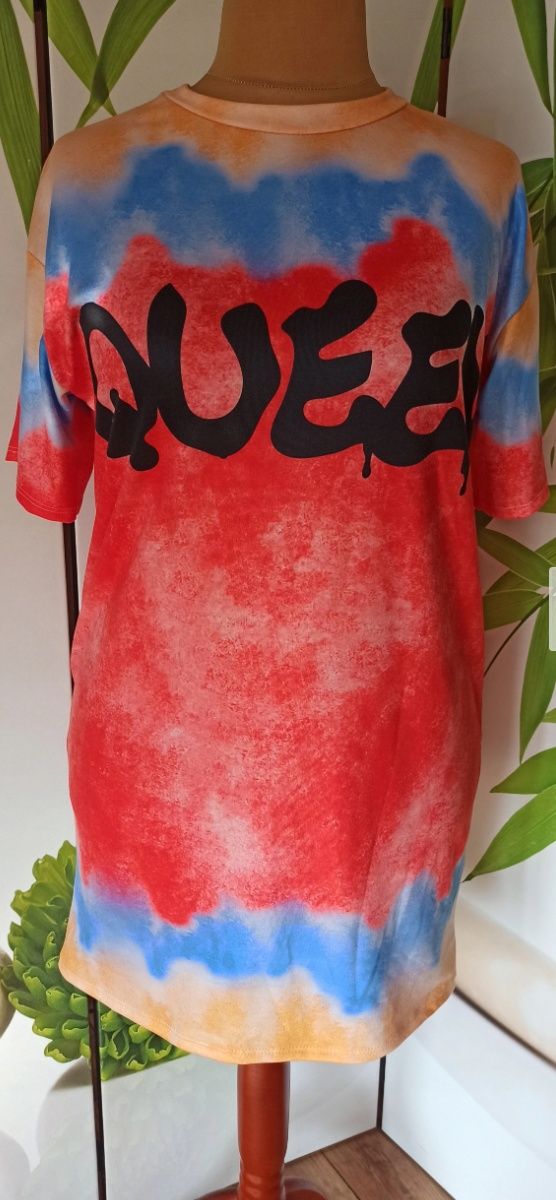 Czerwona ombre sukienka tshirtowa one size NOWA!