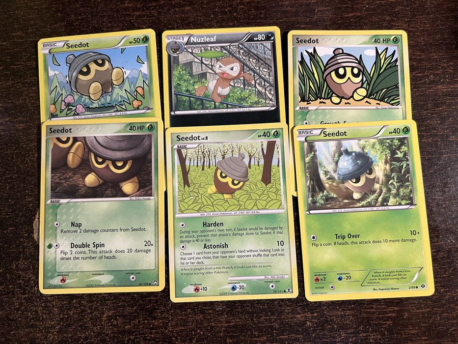 Karty pokemon oryginalne starsze zestaw Seedot Nuzleaf