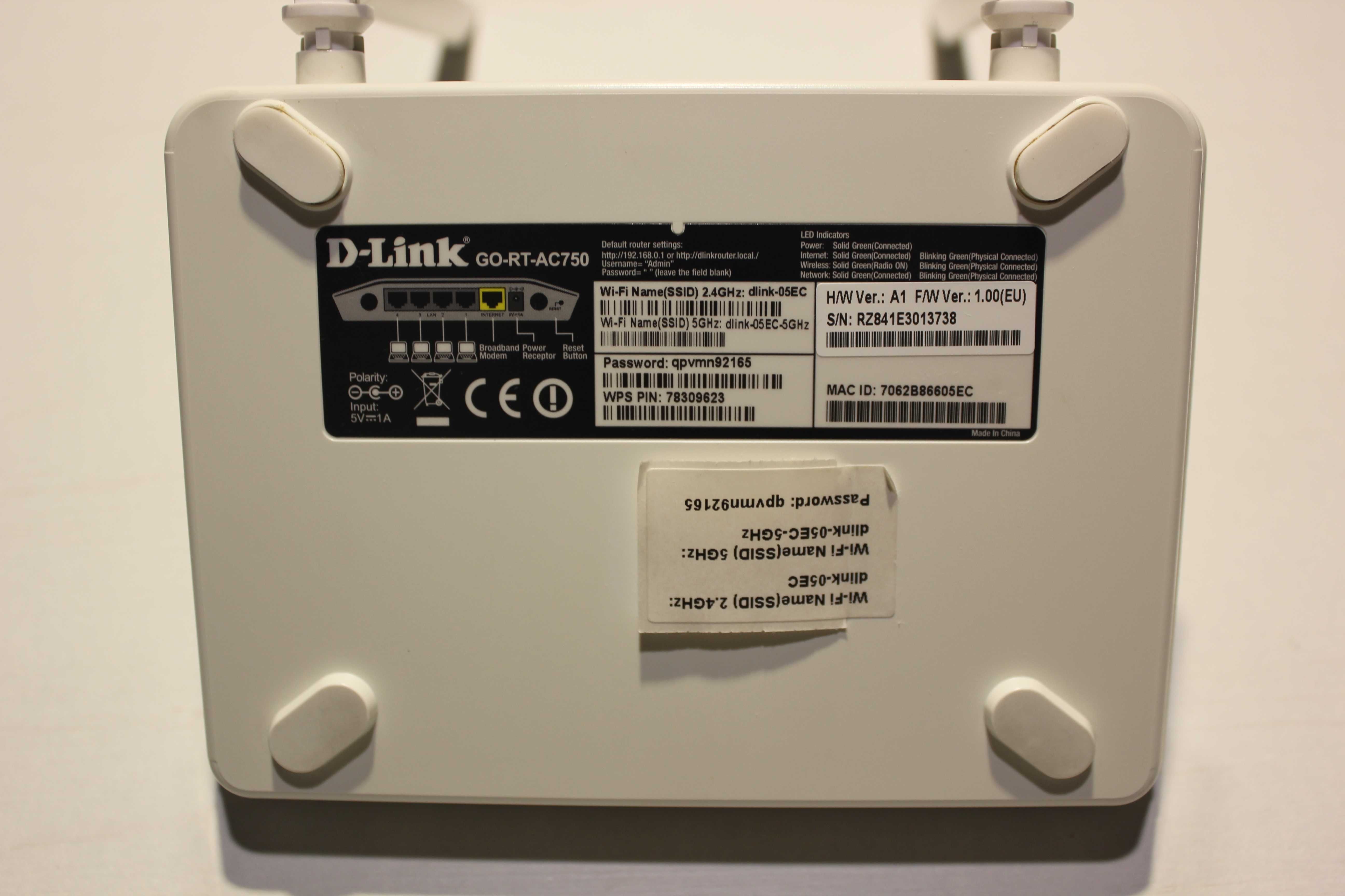 Router D-link Wi-Fi GO-RT-AC750 (802.11a/b/g/n/ac 750Mb/s) DualBand