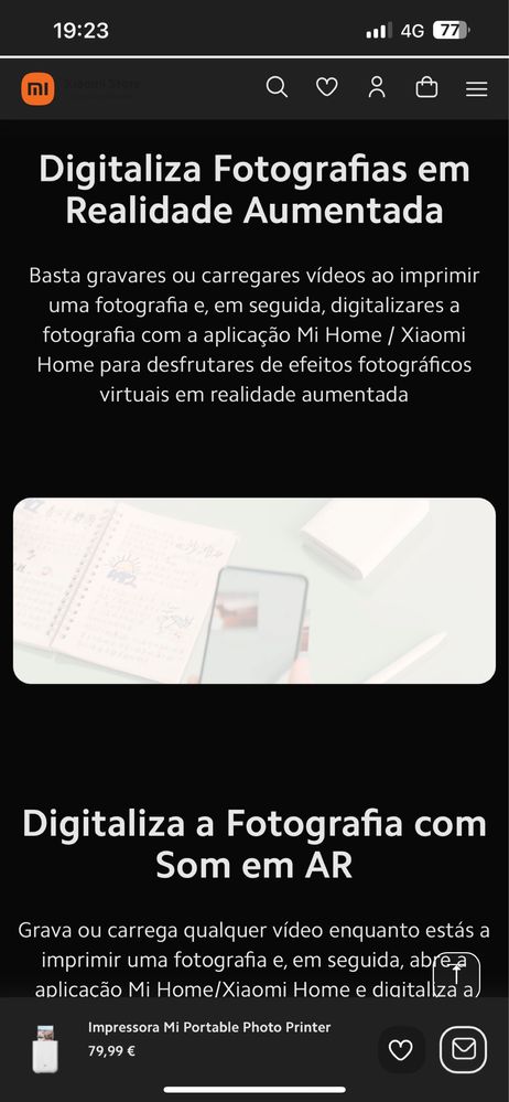 Impressora de Fotos Portátil Xiaomi Mi, Compacta e de Alta Qualidade