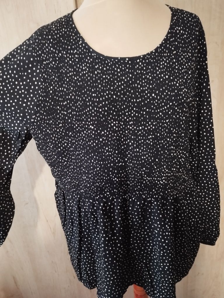 XLNT -:Czarna bluzka w groszki w rozmiarze 2XL, 3XL, Wiskoza 100%