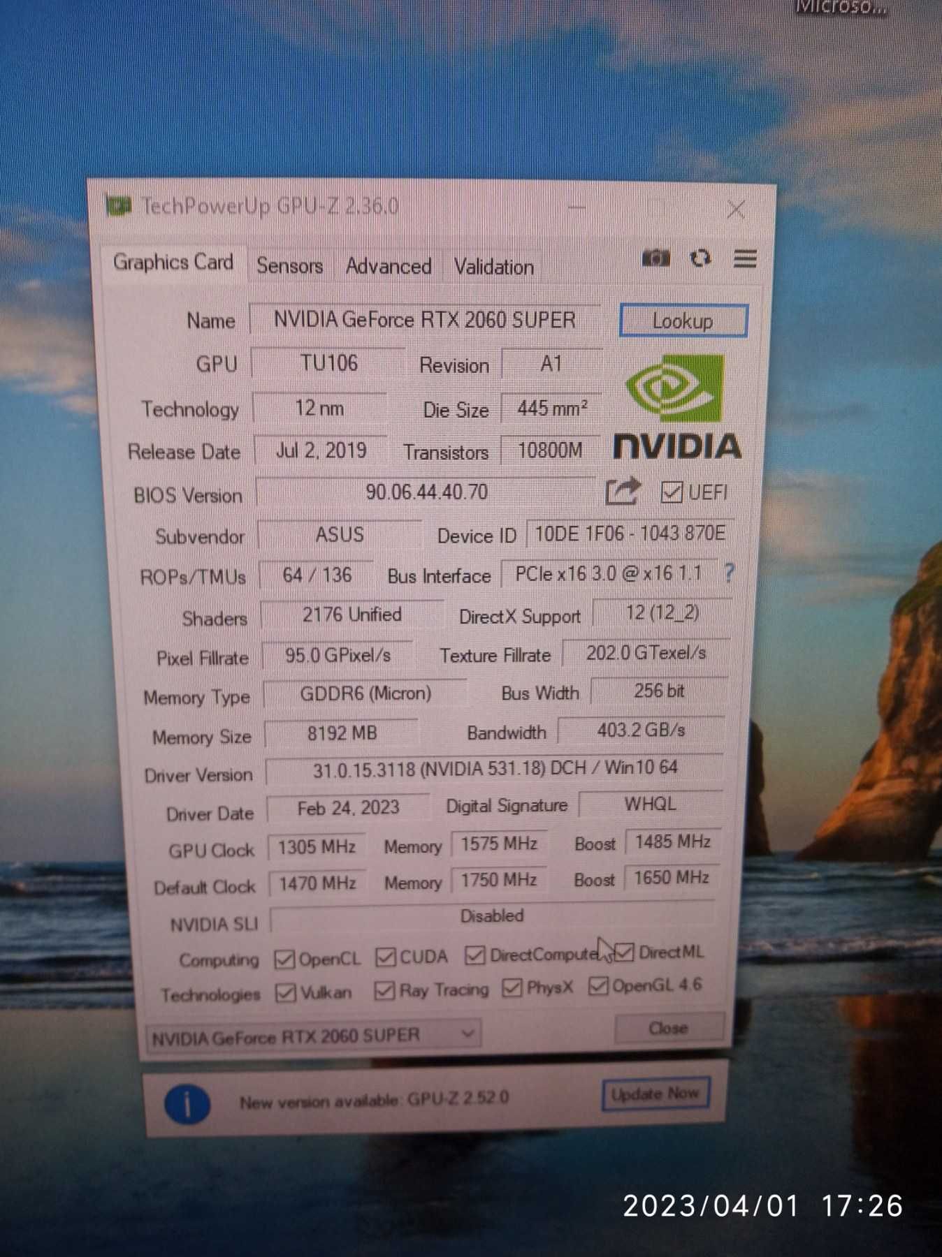 Ігрова відеокарта ASUS TURBO RTX 2060 SUPER EVO 8Gb GDDR6 256bit HDMI