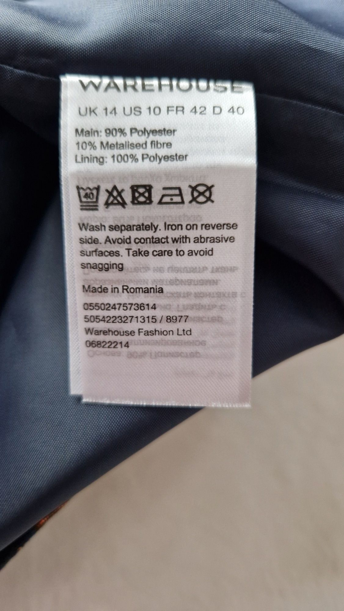 Błyszcząca elegancka złota krótka spódnica Warehouse, L-XL