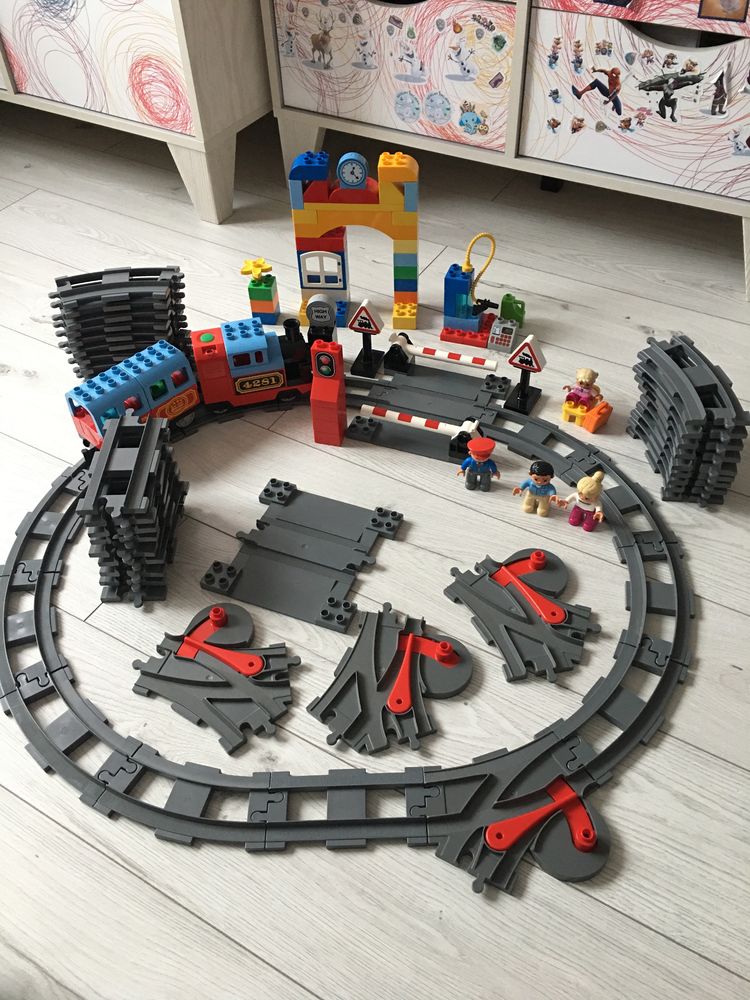 Zestaw Lego duplo kolejka pociąg parowy tory klocki