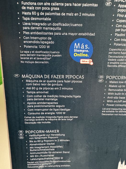 Maquina pipocas Silvercrest