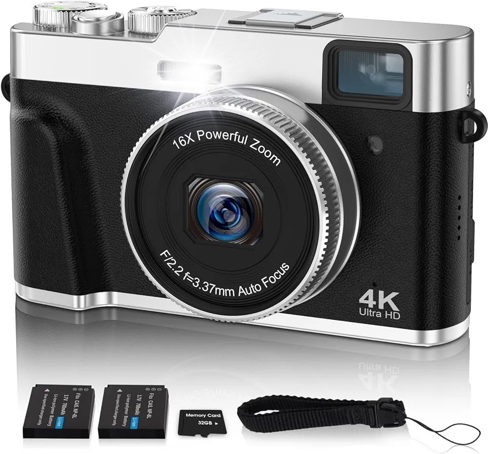 Aparat cyfrowy dc202  4k ultra hd kamera 48mp karta 32gb 2 baterie