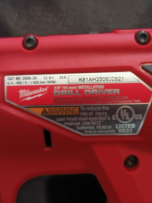 Milwaukee 2505-20 m12 Fuel Installation Drill Driver Kit