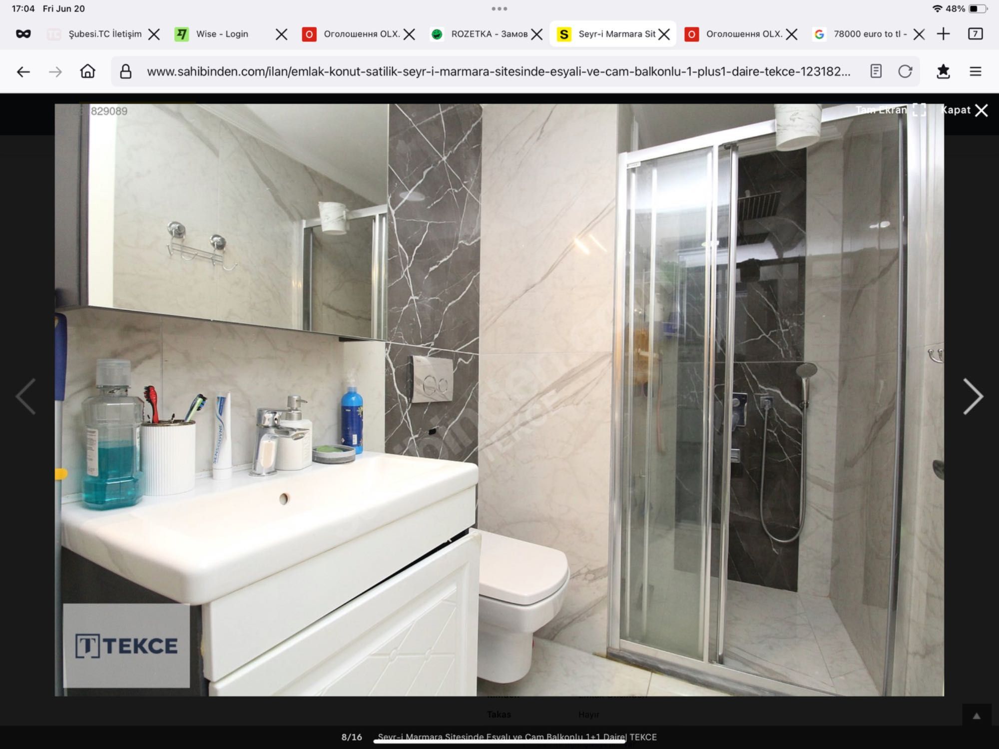 Продається мебльована Квартира 1+1 , 60м2,  50м моря