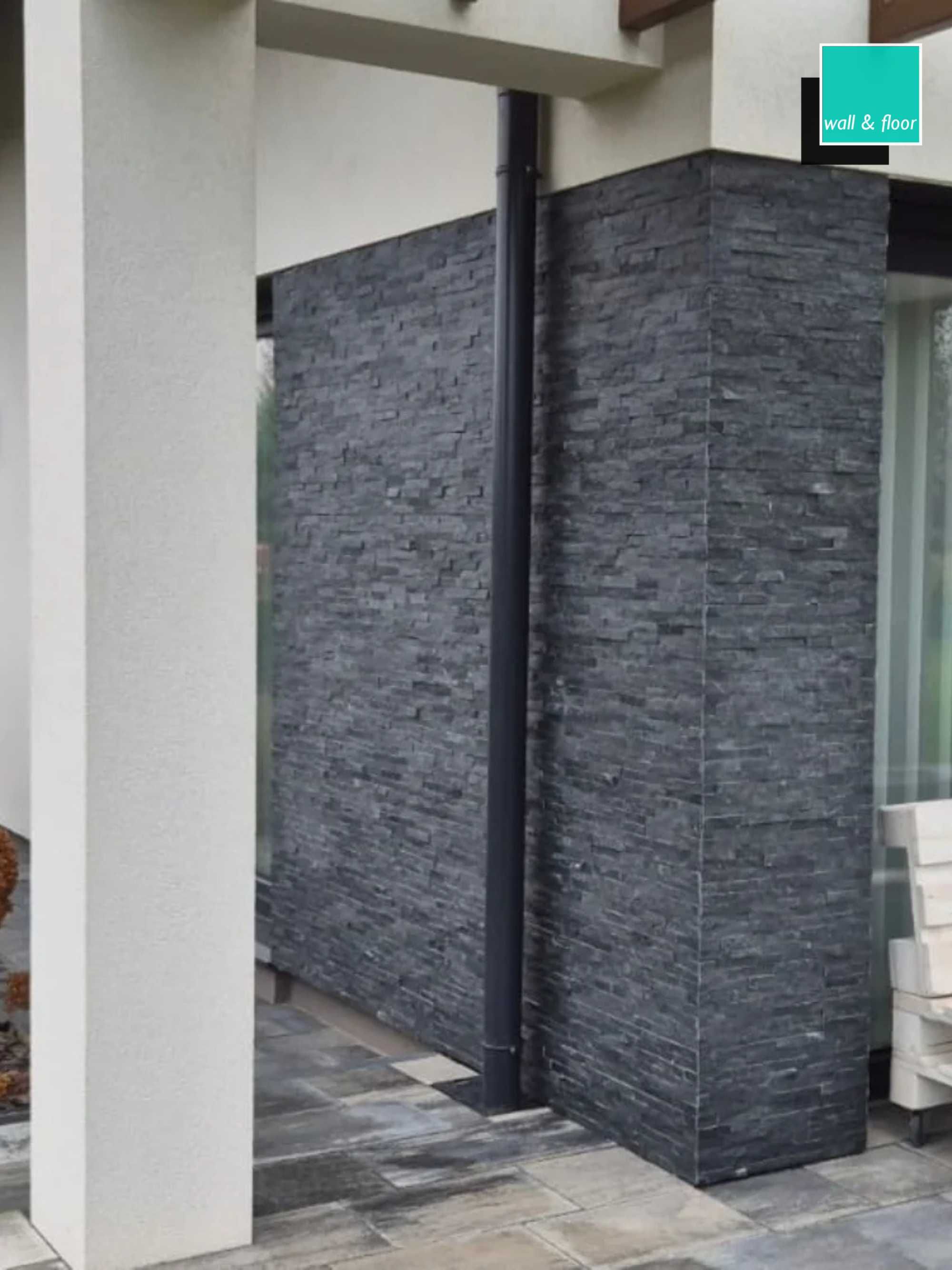 Kamień elewacyjny dekoracyjny czarny 10x36 Black Slate Stackstone