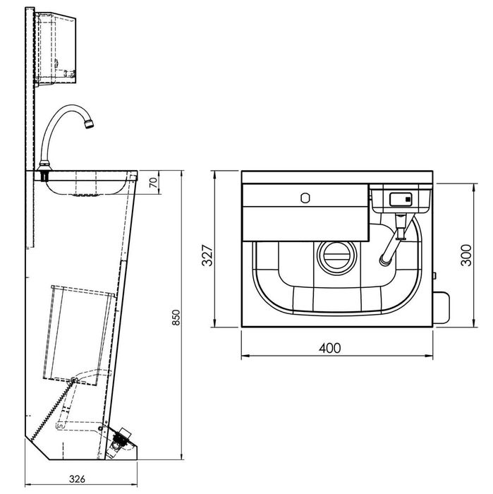 Lavatório manual em aço inoxidável | Estação de lavagem