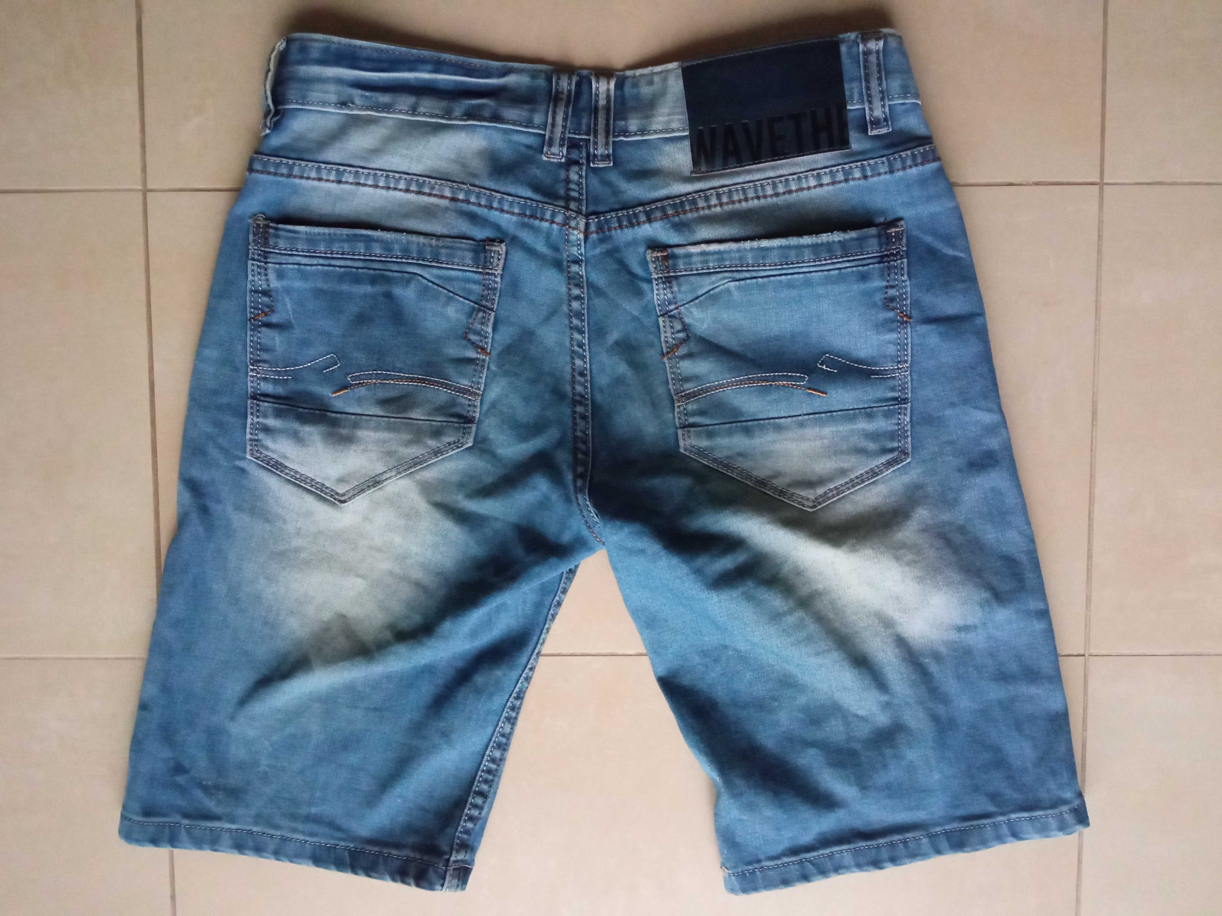 Męskie krótkie jeansowe spodenki Qili jeans W30 S niebieskie szorty