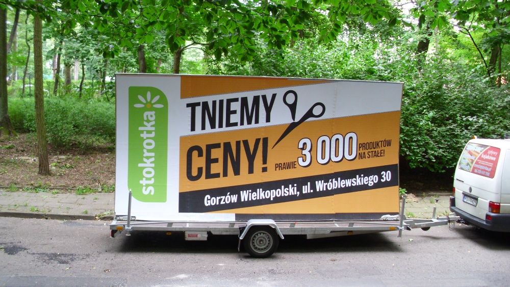 Reklama mobilna, przyczepa reklamowa, mobilny billboard Gorzów Wlkp.