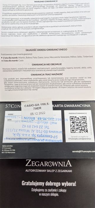 Zegarek CASIO G-SHOCK GA-110LS-7AER, Komis Jasło Czackiego