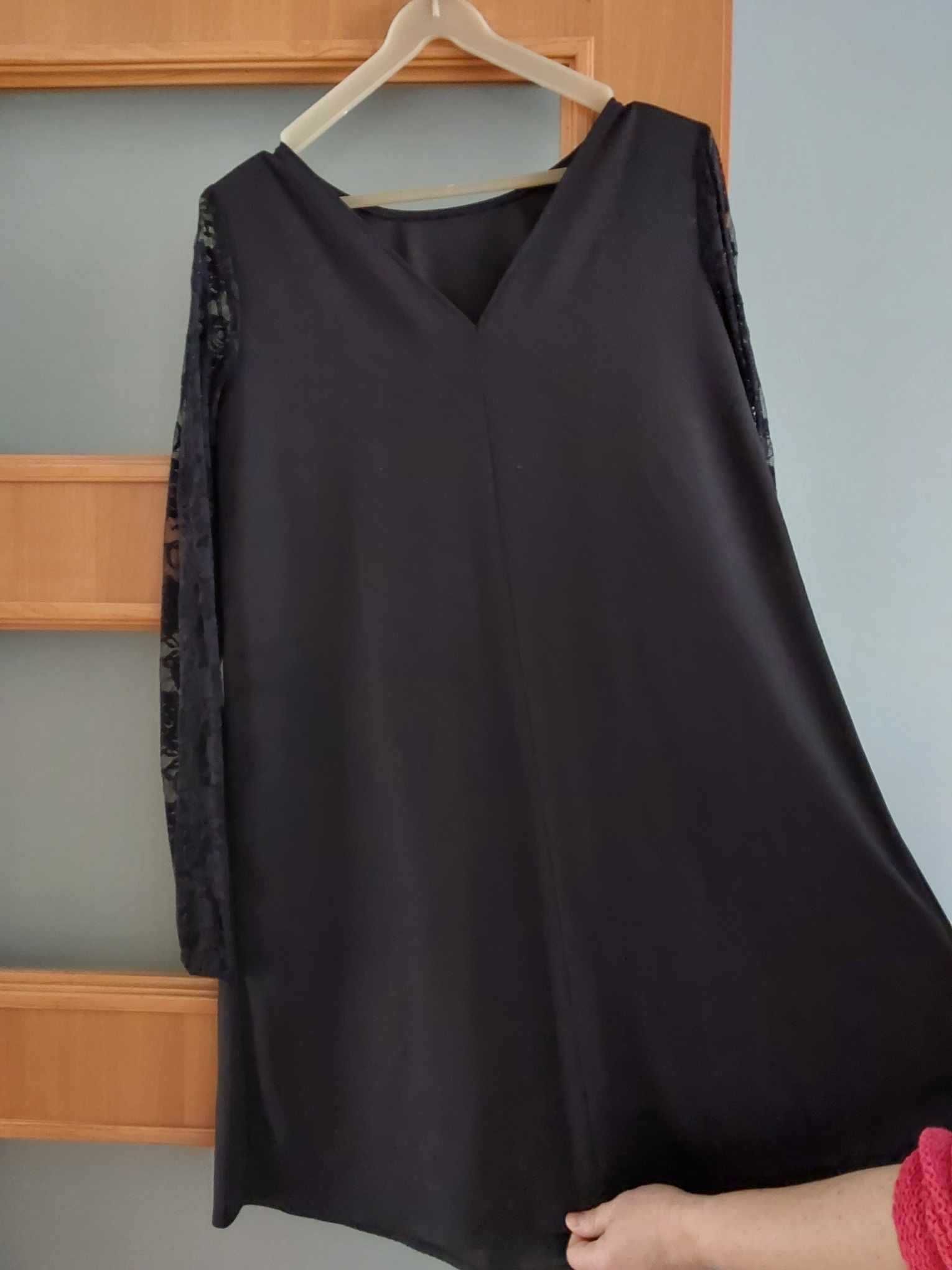 Sukienka czarna ,fason trapezowy, rozm.XL