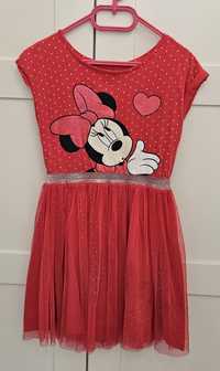 Sukienka Minnie 134 rozmiar krótki rękaw czerwony tiul