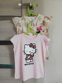 Nowe bluzeczki bluzki krótki rękaw H&M 122/128 Minnie Hello Kitty