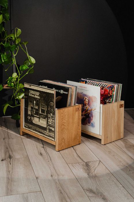 Szafka na gramofon rtv na płyty winylowe stojak z drewna półka