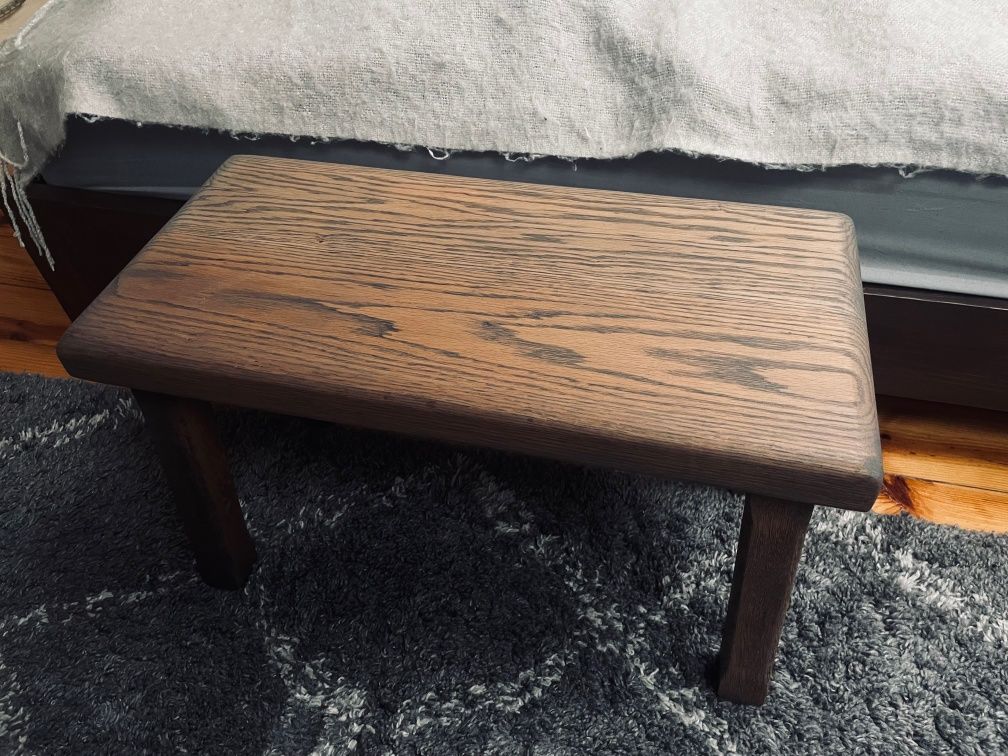 Dębowy stołek stolik ława drewniany vintage rzemieślniczy
