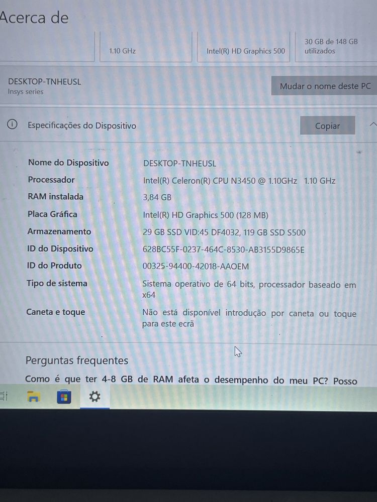 Portatil insys xf7-n1331 como novo
