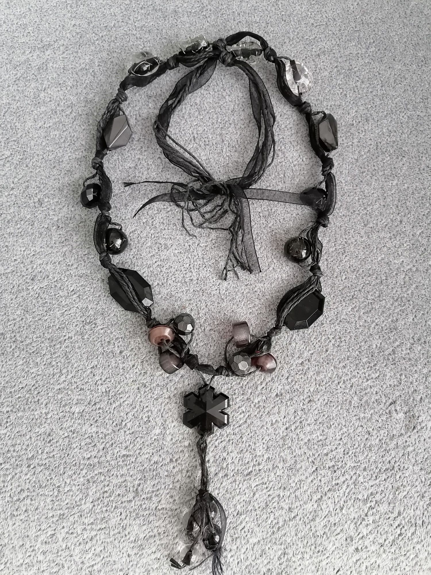 Чорний браслет та намисто буси колье ожерелье 55 см