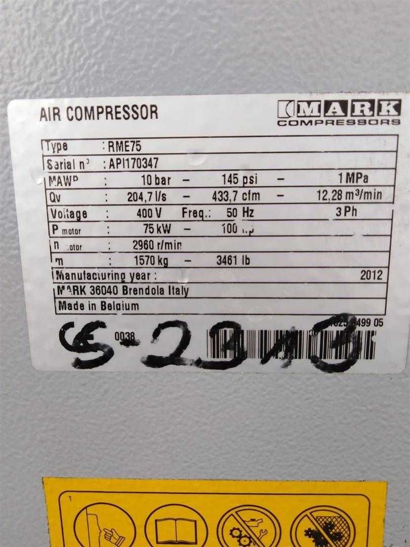Sprężarka rubowa ,kompresor Mark RME 75, 75KW,S002313