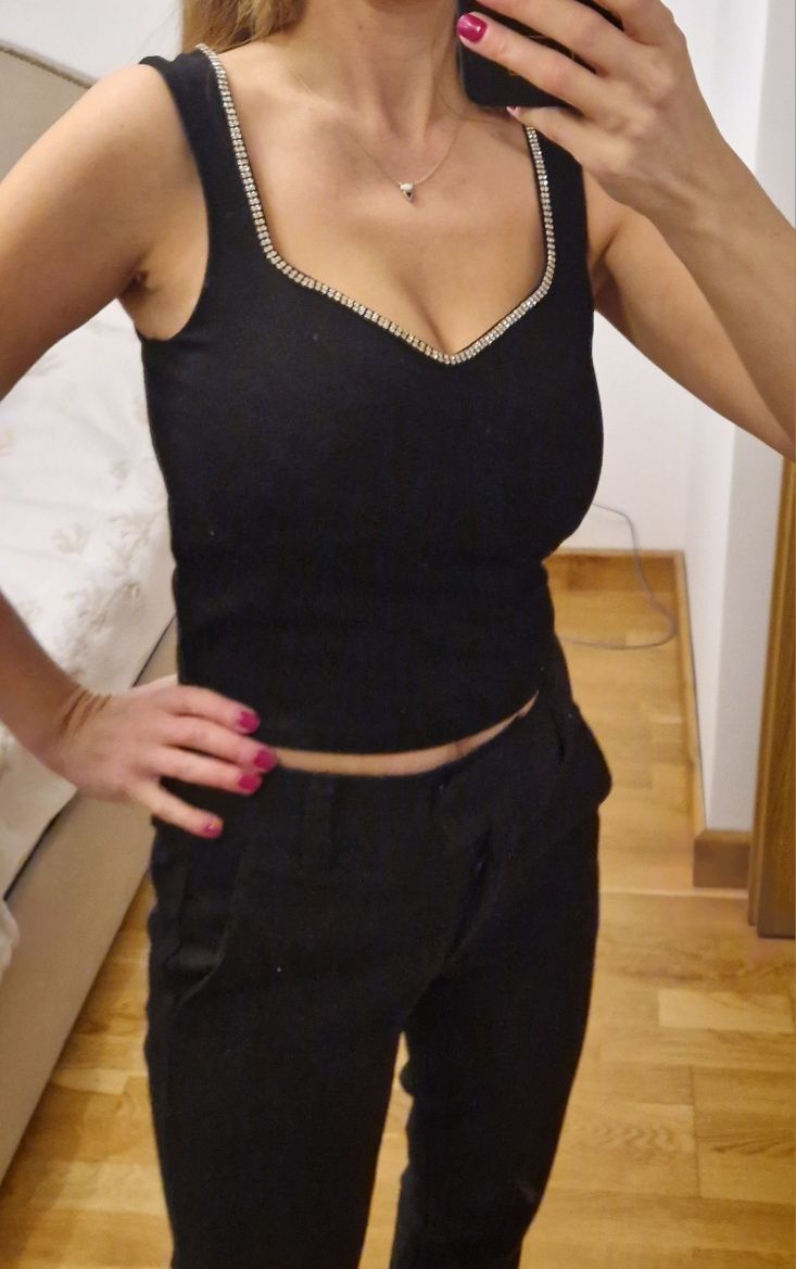 Elegancki top Bluzka Mango r. S cyrkonie