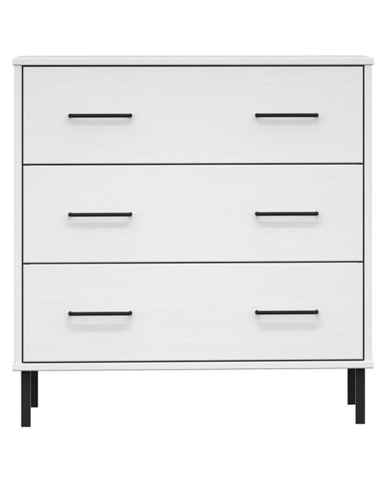 Biała sosnowa komoda z 3 szufladami 77x40x79.5