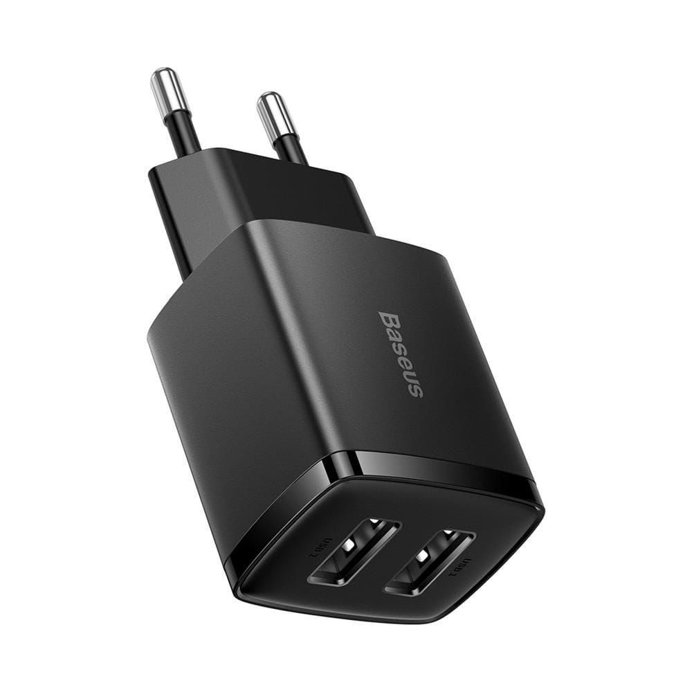 Baseus Compact Szybka Ładowarka Sieciowa 2xUSB Czarna 10,5W Sklep Wawa