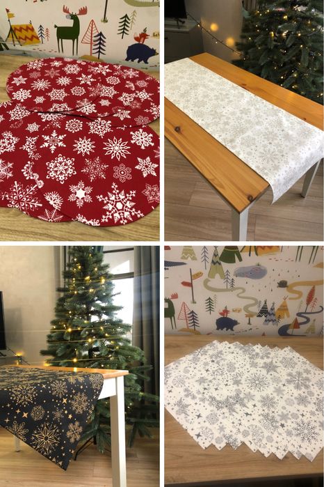 Новорічна скатертина, серветки, ранери, підтврільники, подарунок