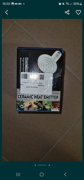 Ceramiczny Emiter Ciepła do terrarium. E27 100W